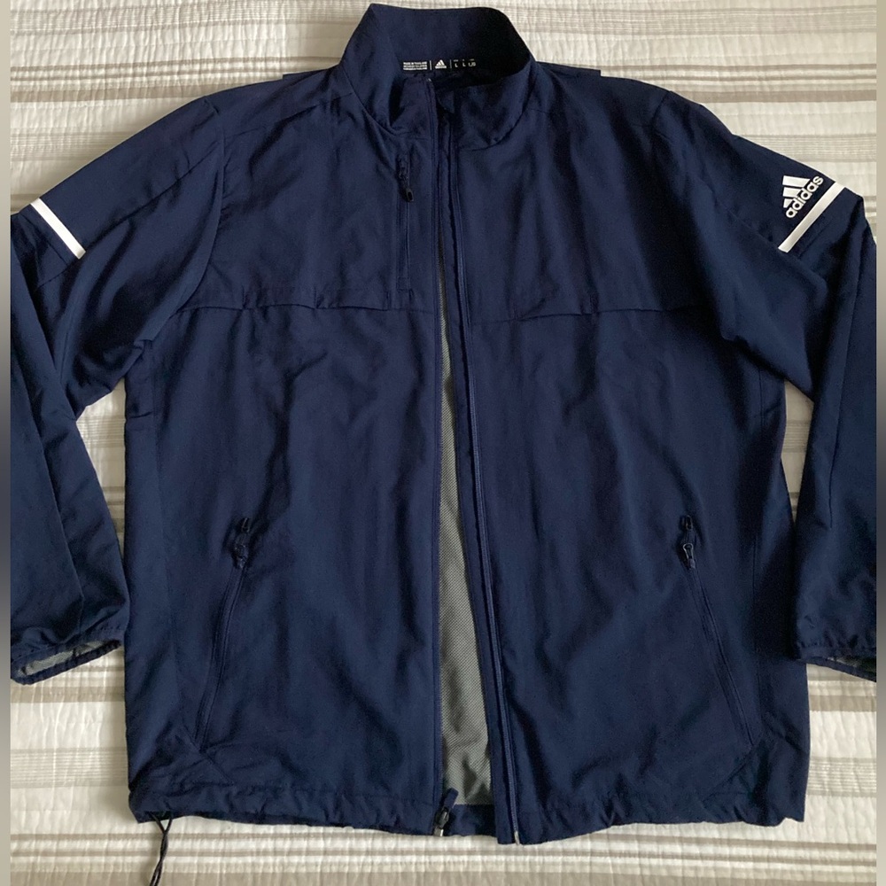 Adidas zip up Athletic Jacket.Navy Sz Large